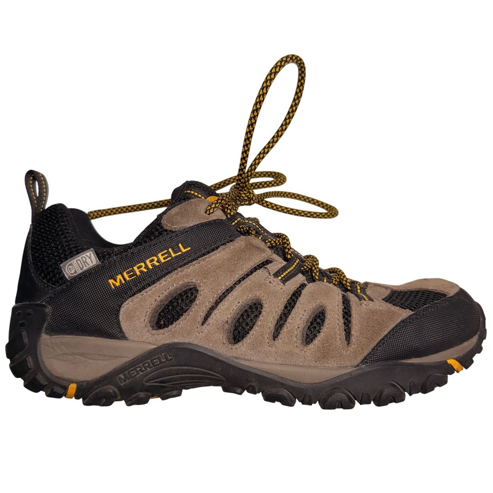 Merrell Mens Boulder Old Gold Hiking Shoes Waterproof Trail Sneakers Size 8.5